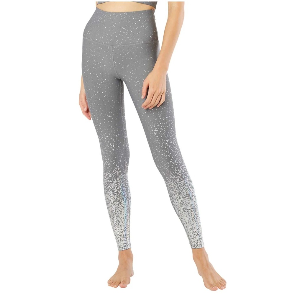 Beyond Yoga Sportflex Alloy Ombre‎ High Waisted Midi Yoga Leggings Gray Silver S